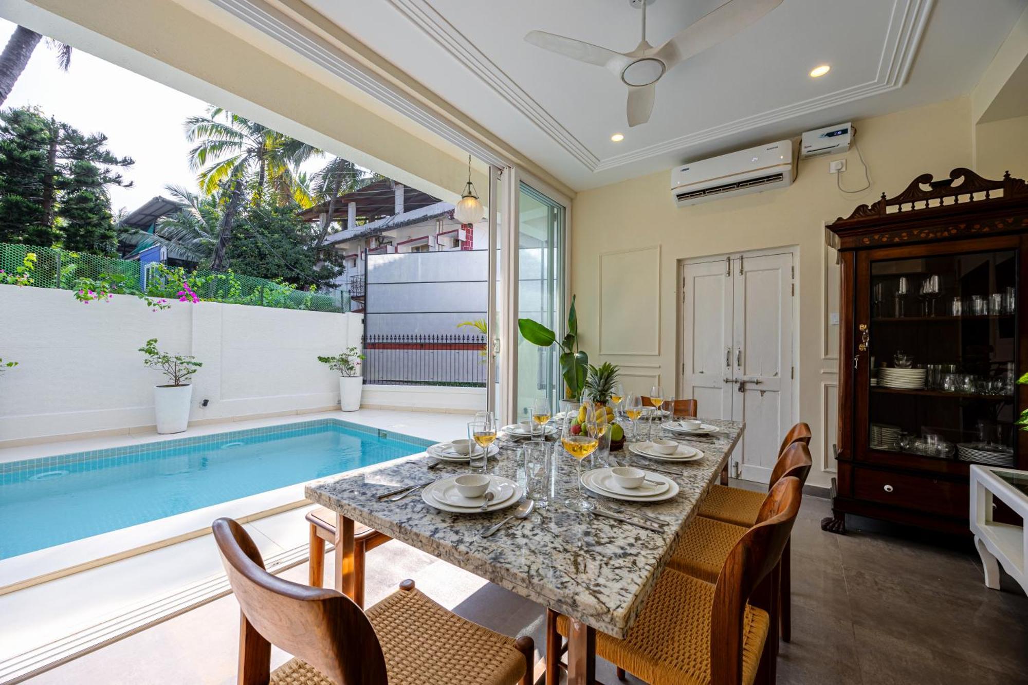 Elivaas 4 Bhk Villa Near Beach With Private Pool & Bar - Casa Boa Vida Candolim Exteriör bild