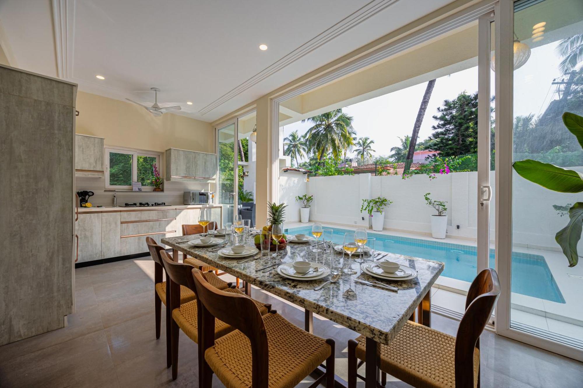 Elivaas 4 Bhk Villa Near Beach With Private Pool & Bar - Casa Boa Vida Candolim Exteriör bild
